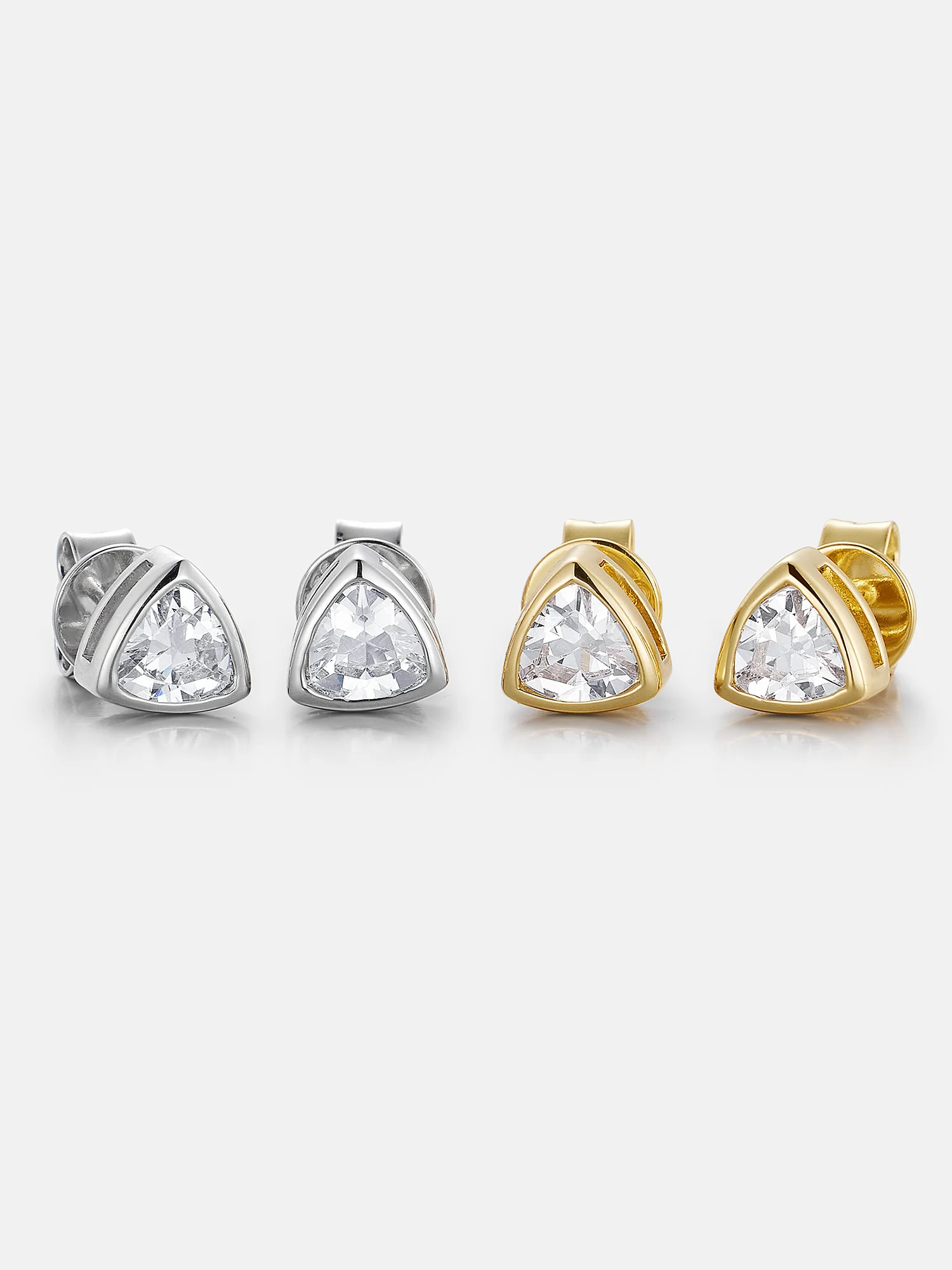 Triangle-Bezel Moissanite Stud Earrings - Image 5