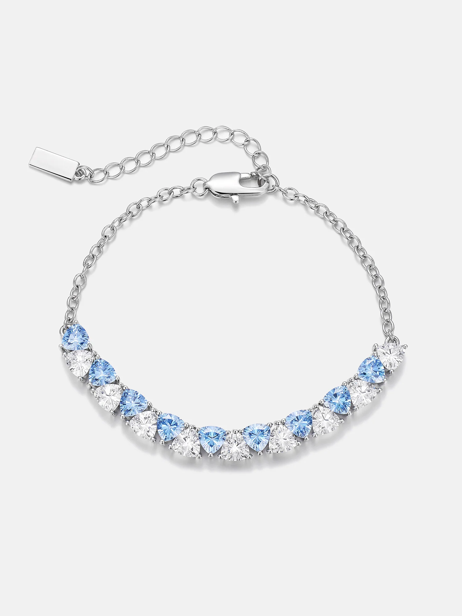 Trillion Cut Moissanite & Blue Gem Adjustable Bracelet