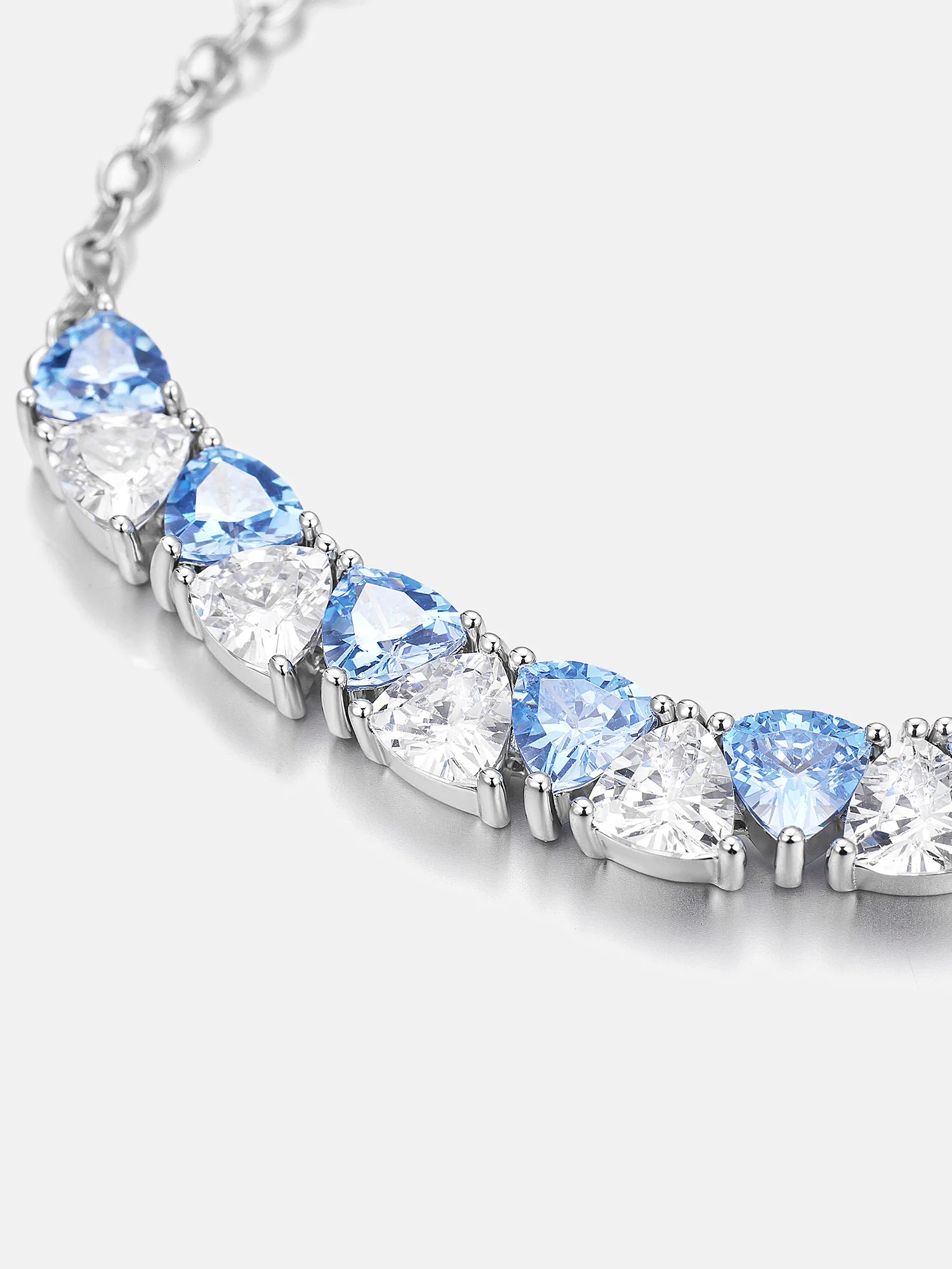 Trillion Cut Moissanite & Blue Gem Adjustable Bracelet - Image 2