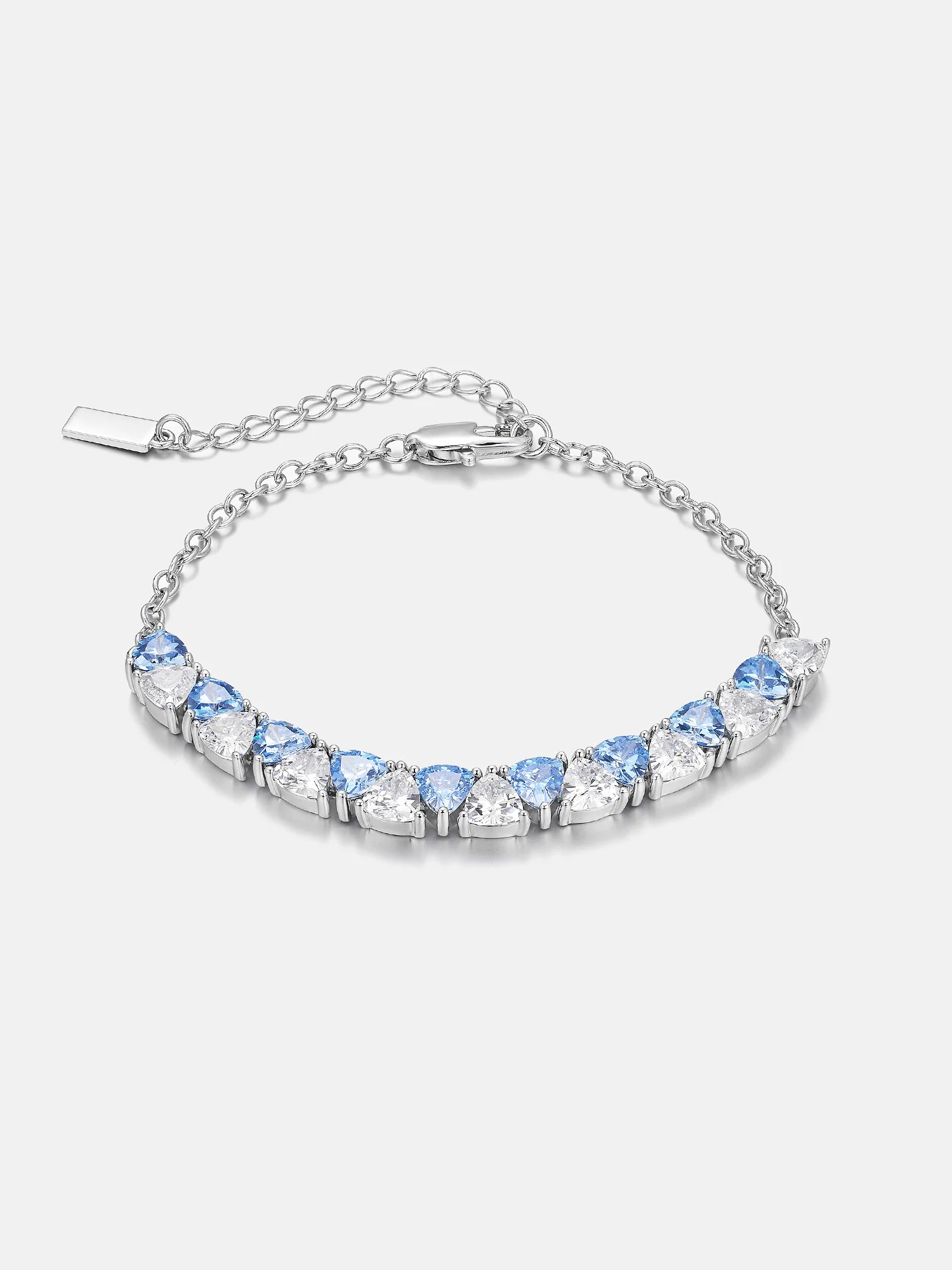 Trillion Cut Moissanite & Blue Gem Adjustable Bracelet - Image 3
