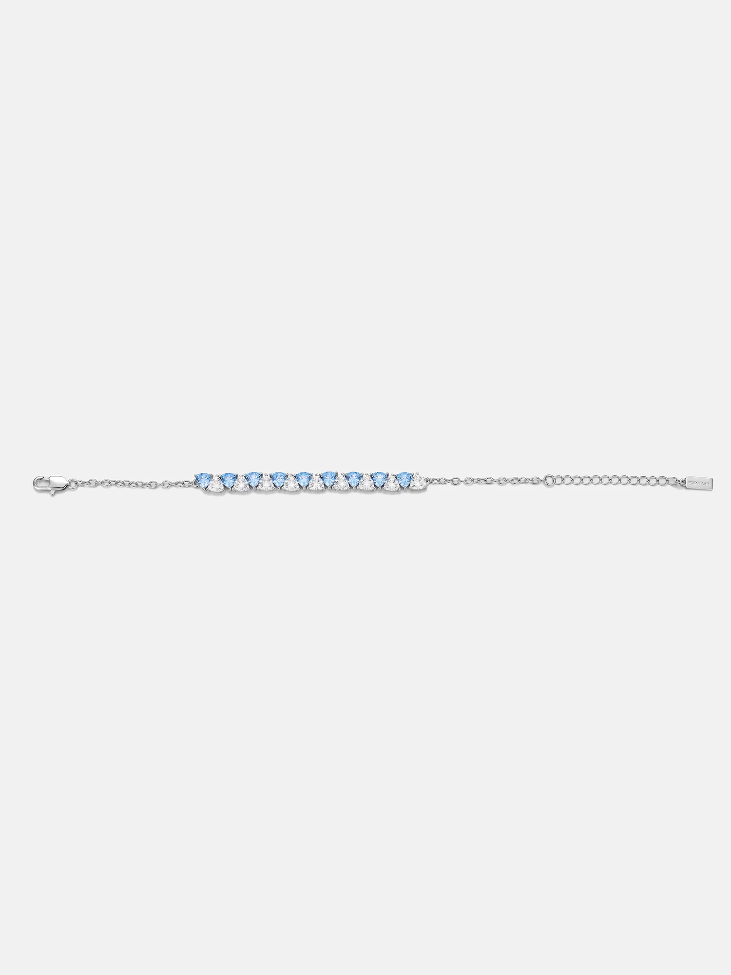 Trillion Cut Moissanite & Blue Gem Adjustable Bracelet - Image 4