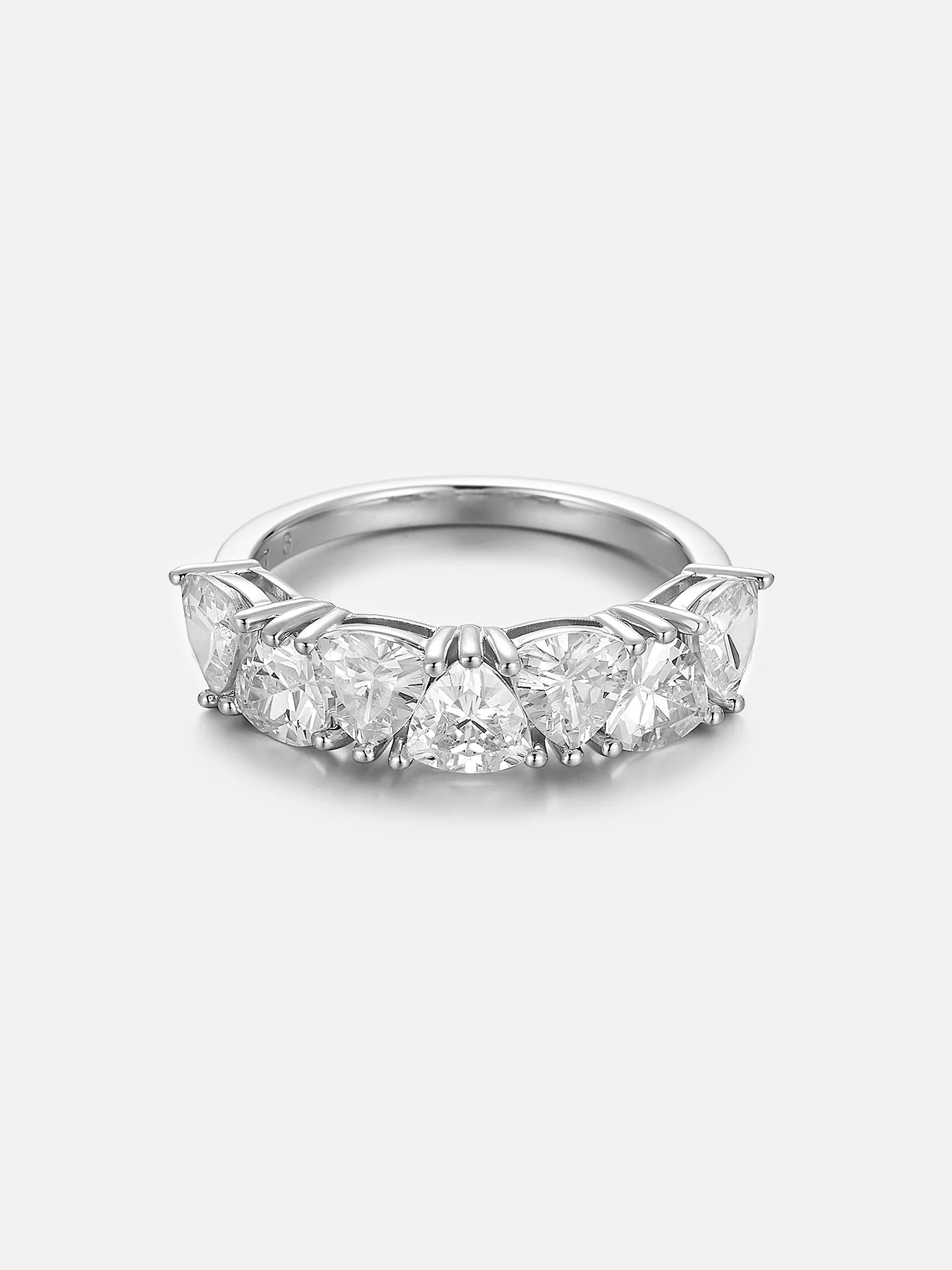 Trillion Moissanite & Blue Gem Geometric Eternity Band - Image 2