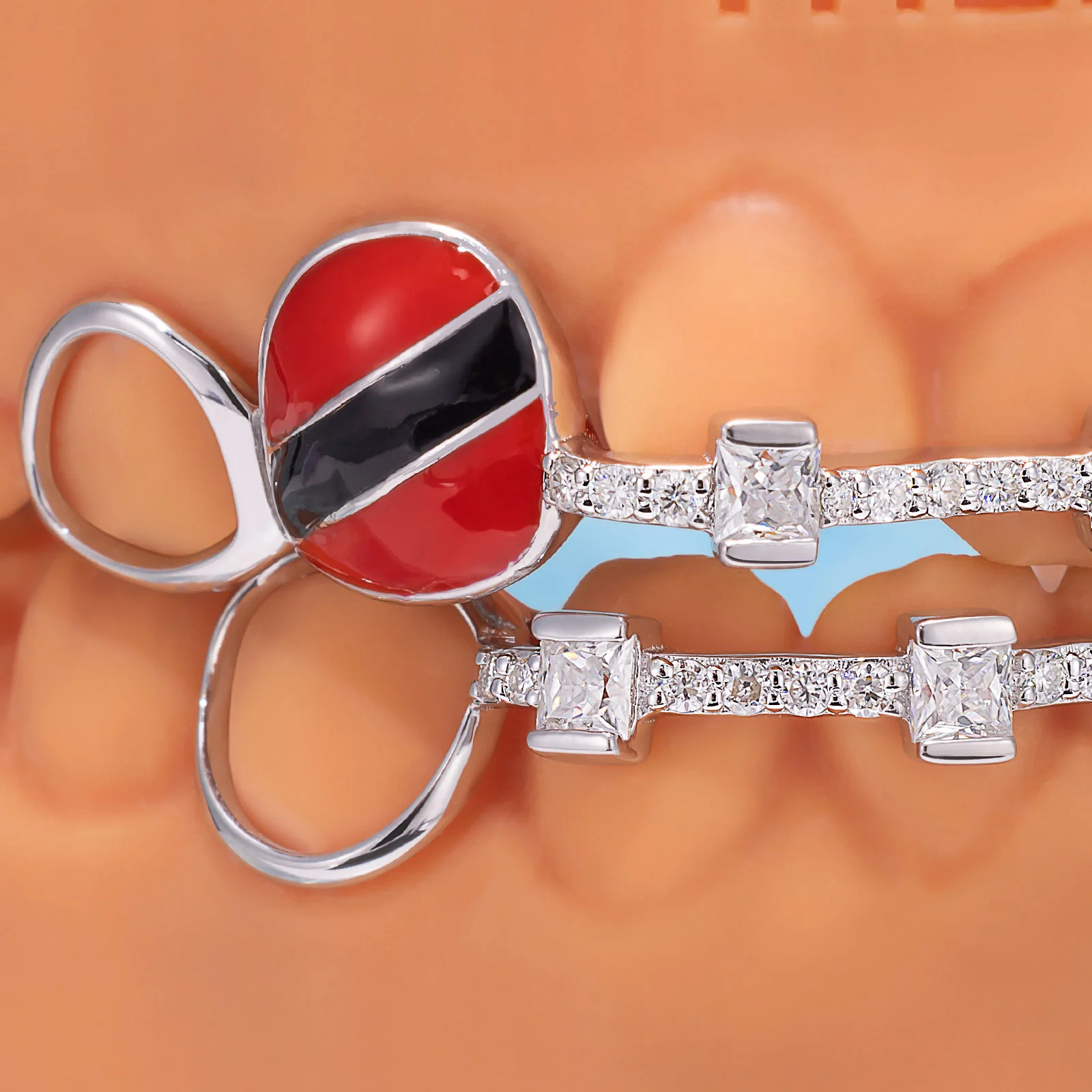 "Trini Love" Iced Baguette Bar Grillz - Image 2