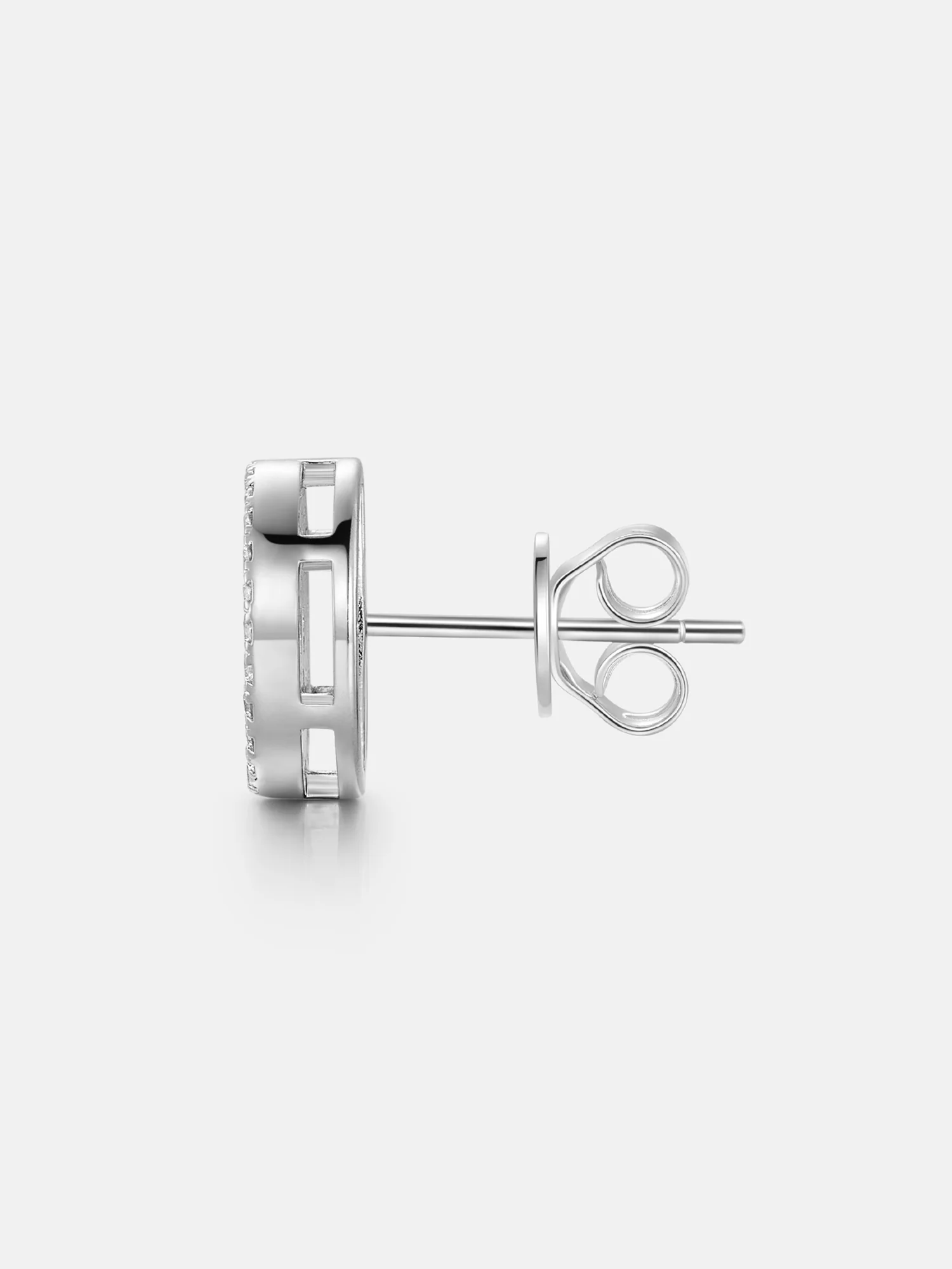 Triple Rows Baguette & Round Moissanite Stud Earrings - Image 3