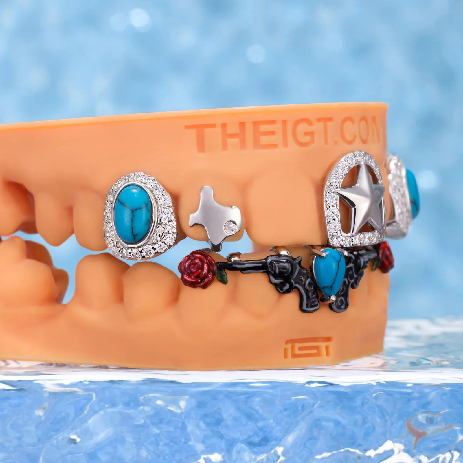 Turquoise Gun & Rose Grillz (Cowboy Carter Style) - Image 4