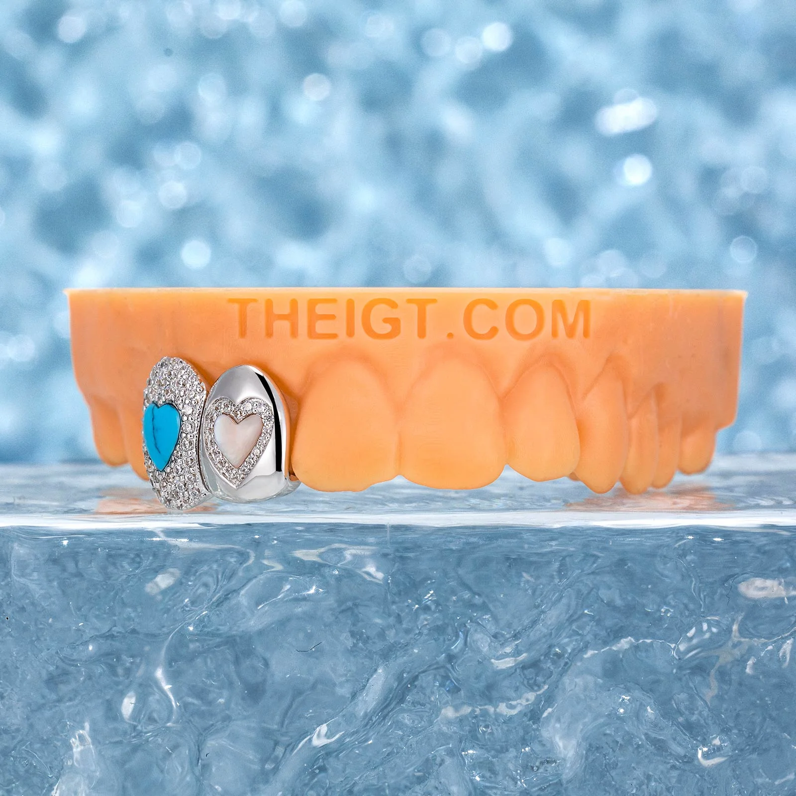 Turquoise & Pink Shell On Cap Grillz - Image 2