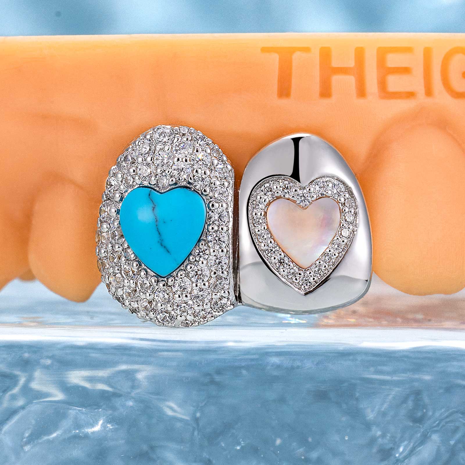 Turquoise & Pink Shell On Cap Grillz - Image 3