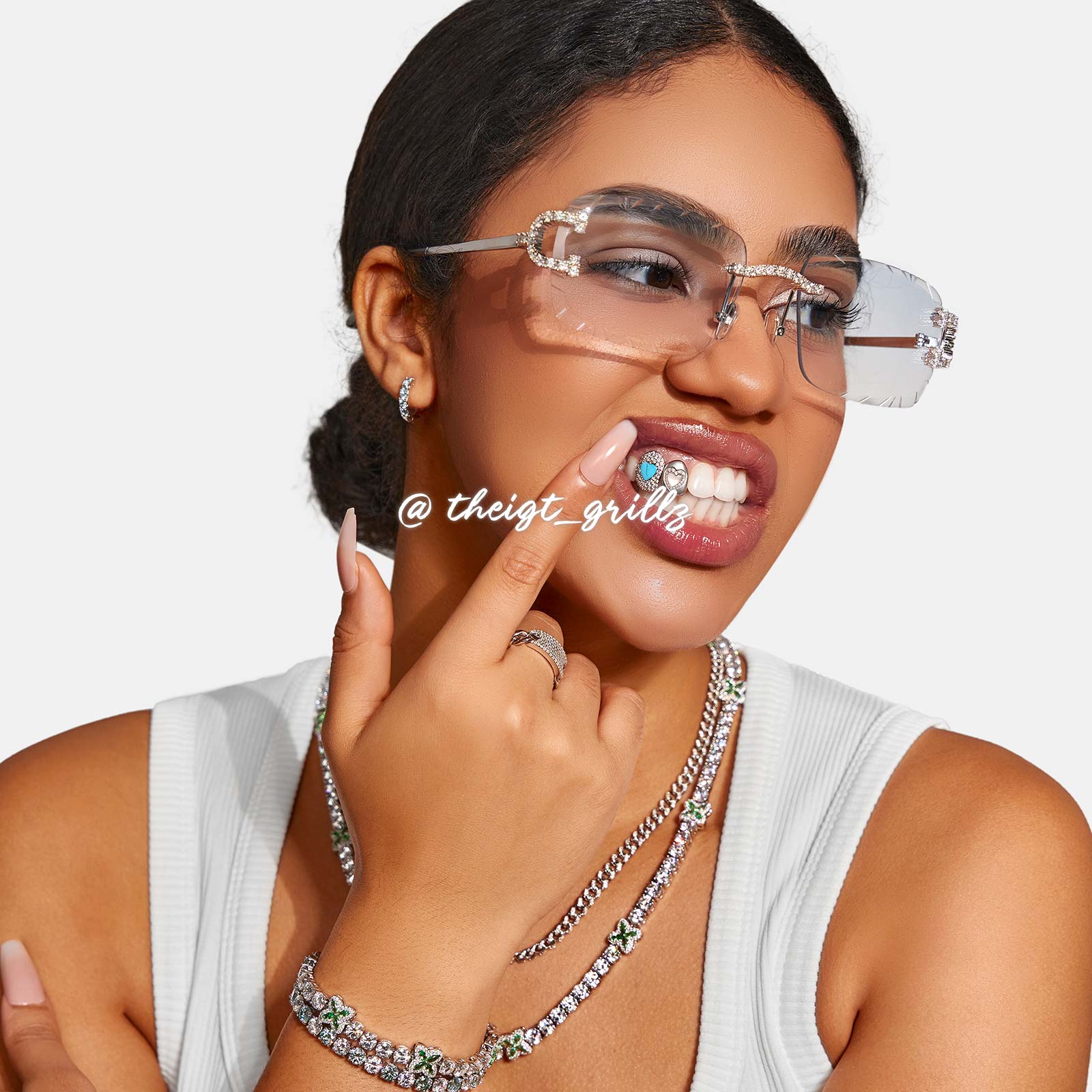 Turquoise & Pink Shell On Cap Grillz - Image 6