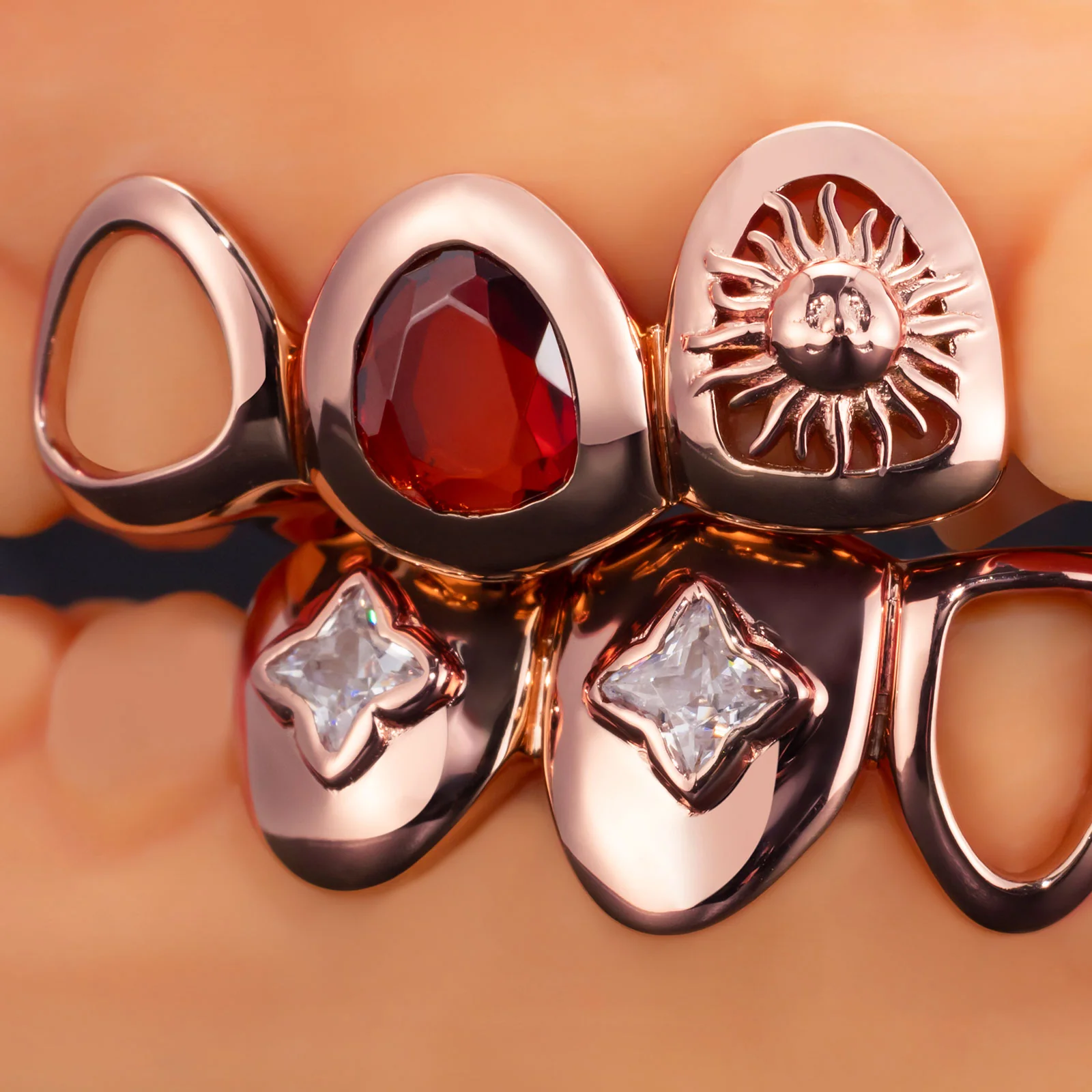 Turquoise & Ruby Open Face Grillz - Image 4