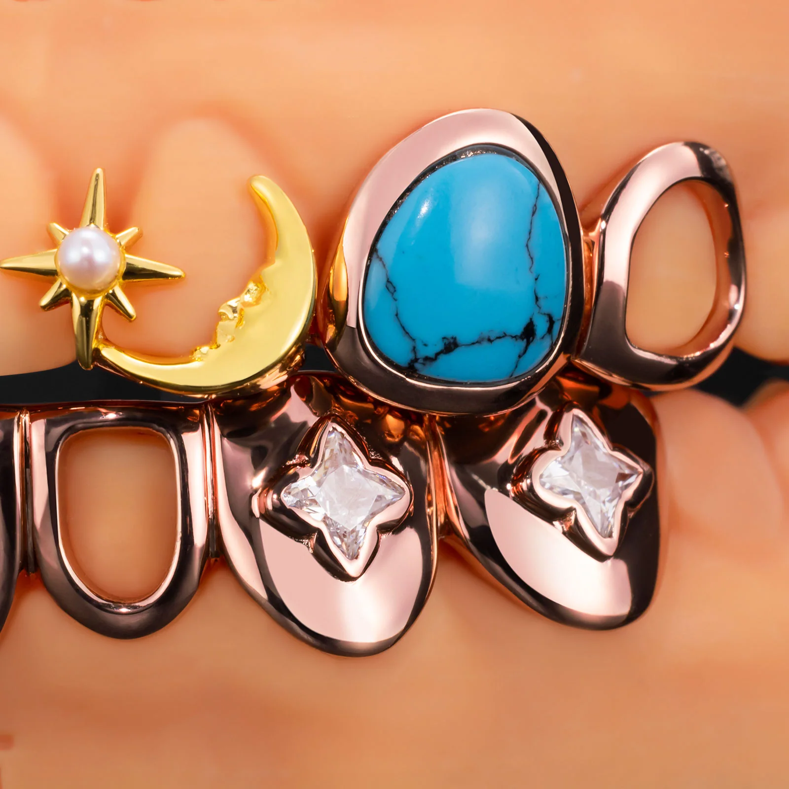 Turquoise & Ruby Open Face Grillz - Image 5