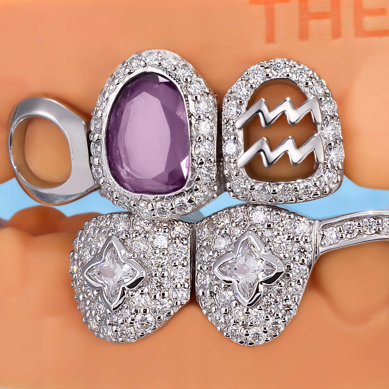 Turquoise & Ruby Open Face Grillz - Image 7