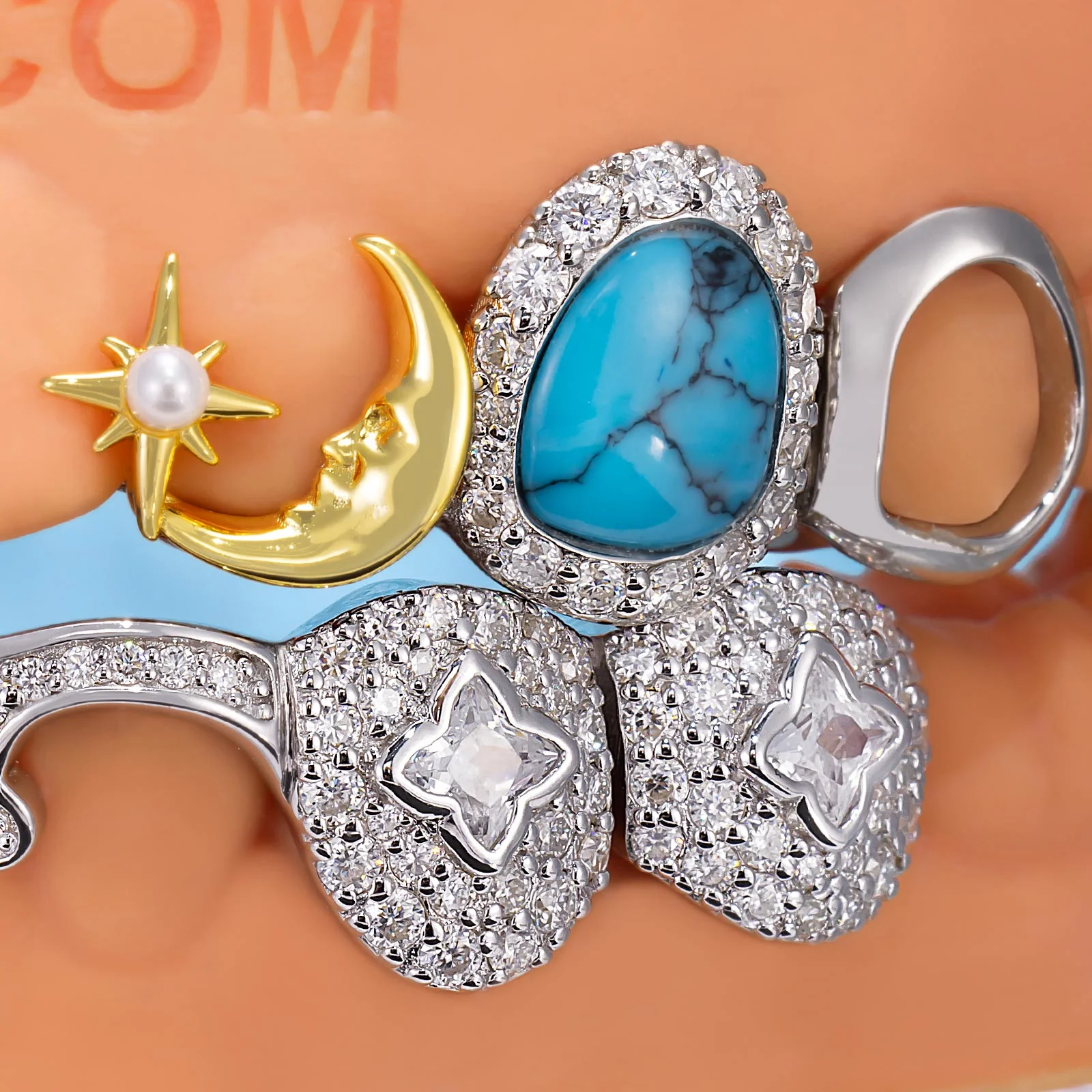 Turquoise & Ruby Open Face Grillz - Image 9