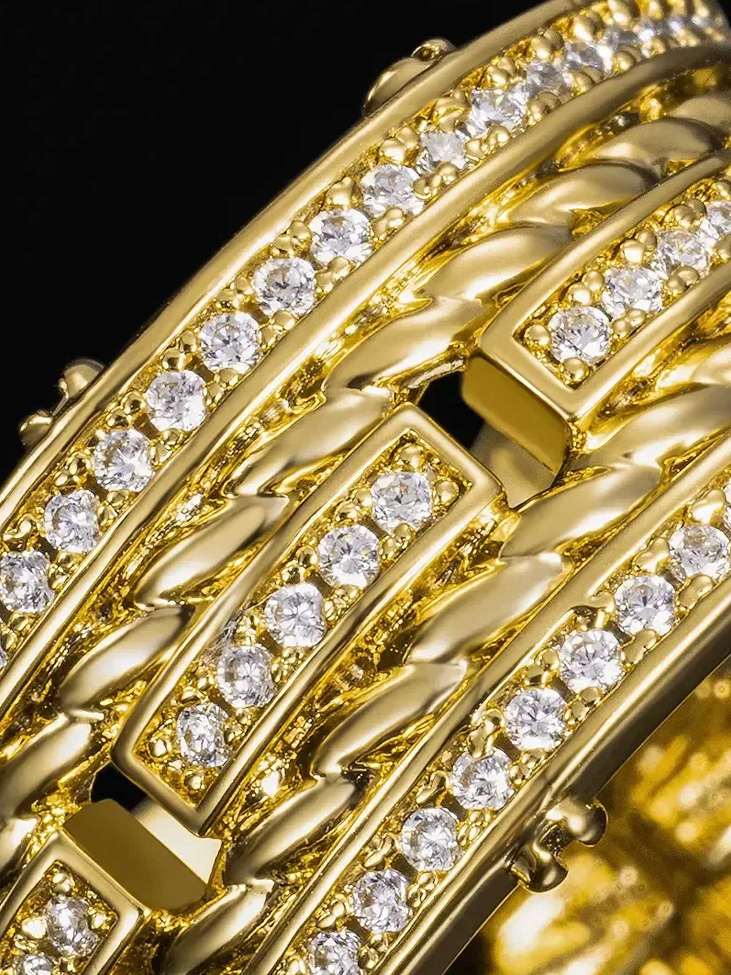 Twisted Rope & Moissanite Multi Row Ring - Image 3
