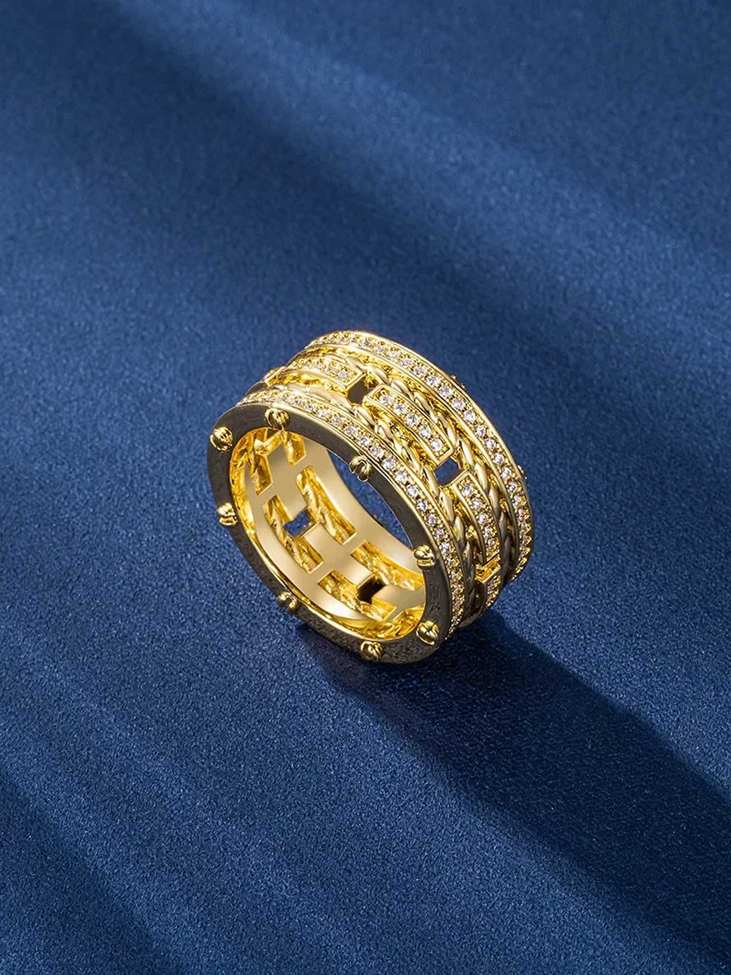 Twisted Rope & Moissanite Multi Row Ring - Image 4