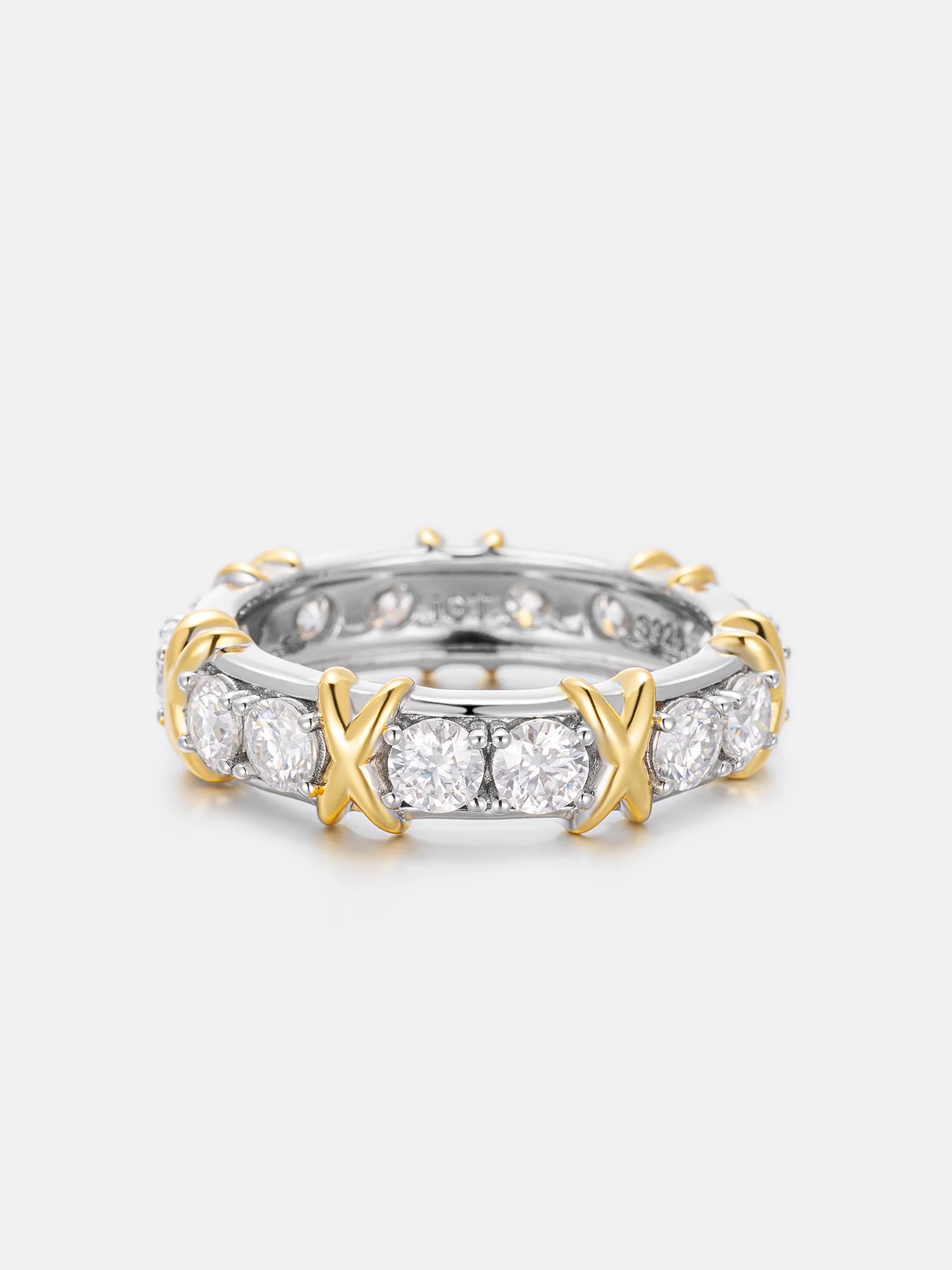 Two Tone Crossover Moissanite Ring - Image 2