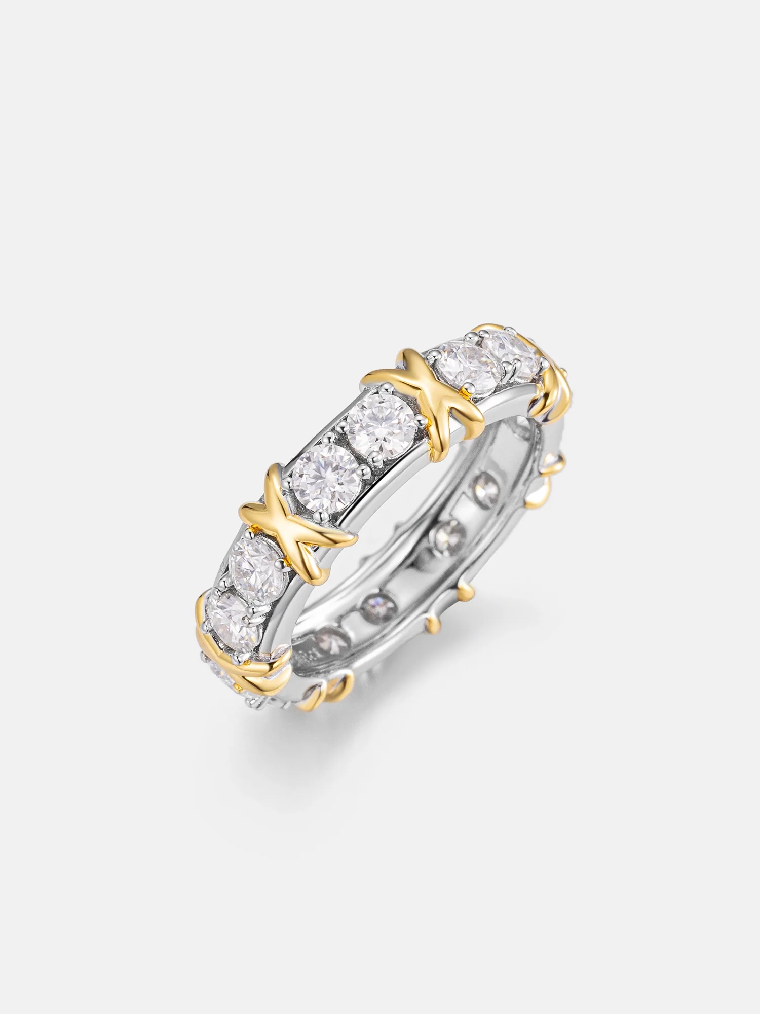 Two Tone Crossover Moissanite Ring - Image 3