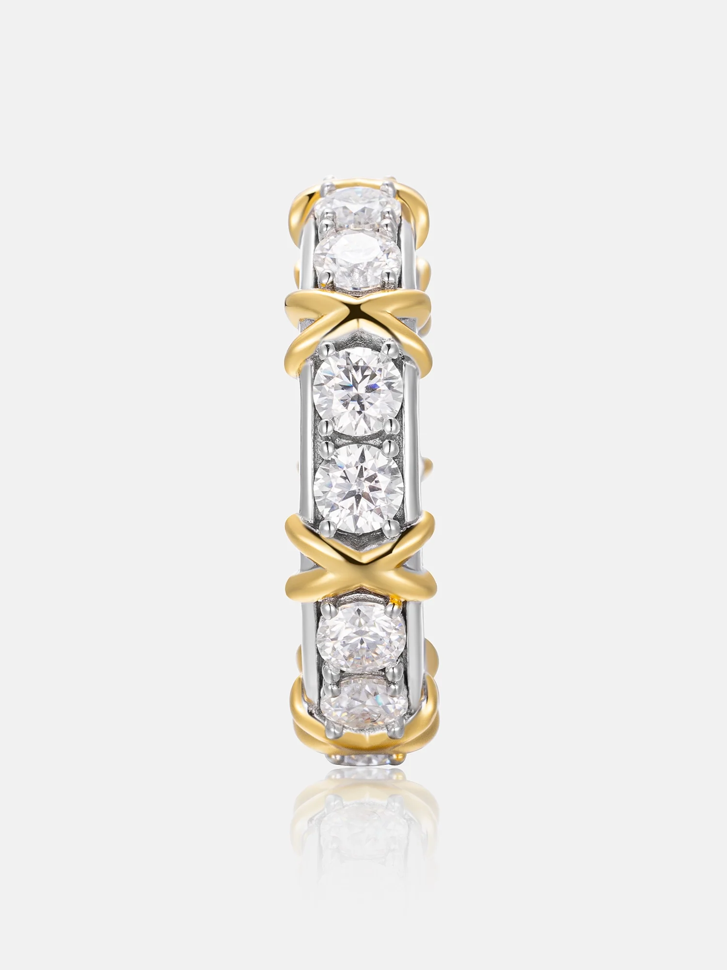 Two Tone Crossover Moissanite Ring - Image 4