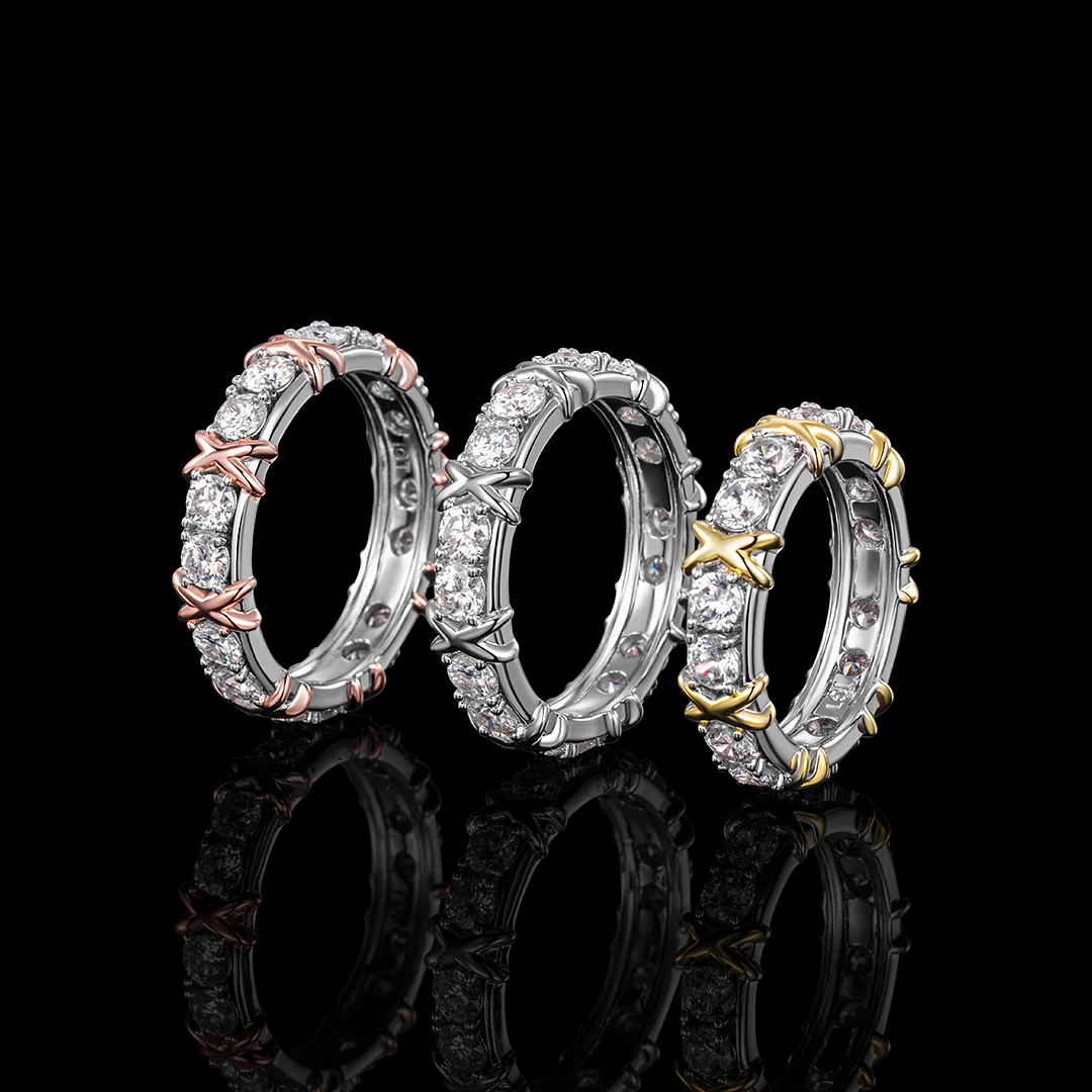Two Tone Crossover Moissanite Ring - Image 5