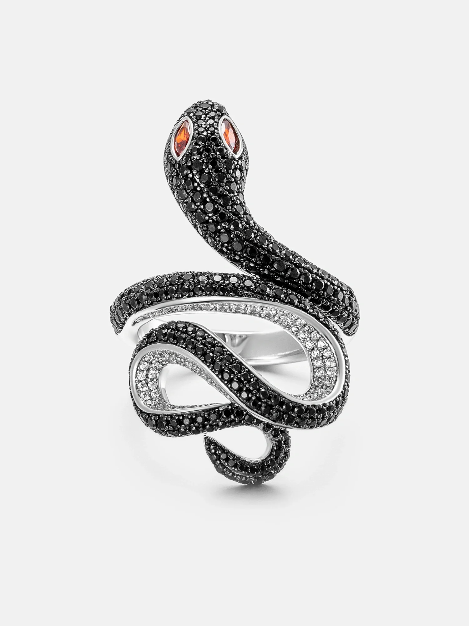 Two Tone S925 Black Moissanite Snake Ring