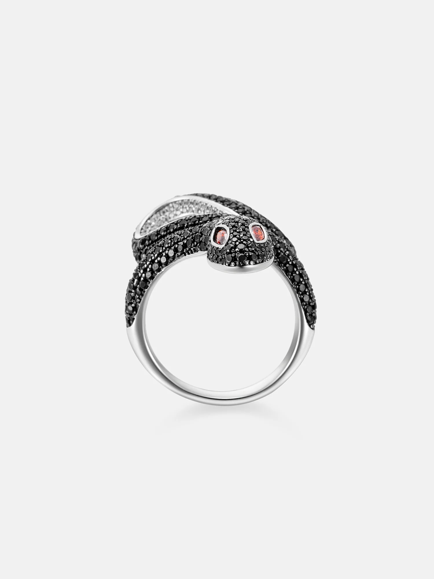 Two Tone S925 Black Moissanite Snake Ring - Image 4