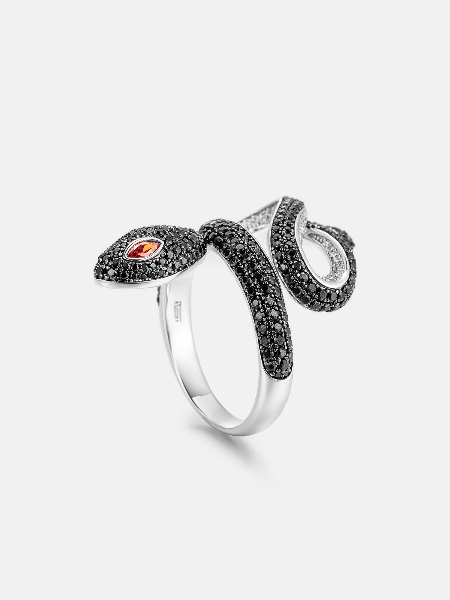 Two Tone S925 Black Moissanite Snake Ring - Image 5