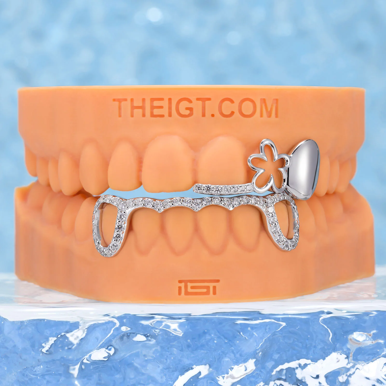 White Gold Floral Grillz