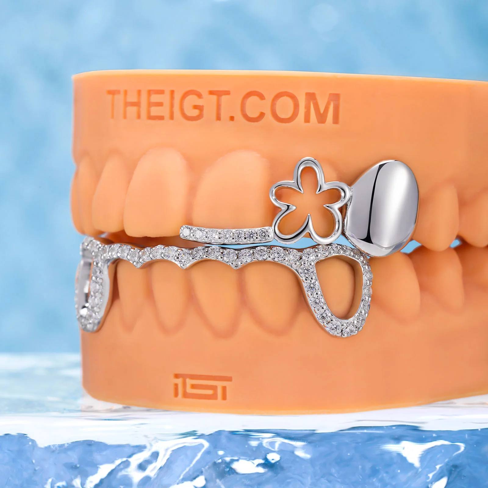 White Gold Floral Grillz - Image 3