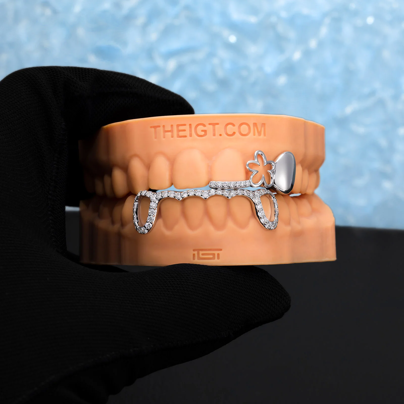 White Gold Floral Grillz - Image 4