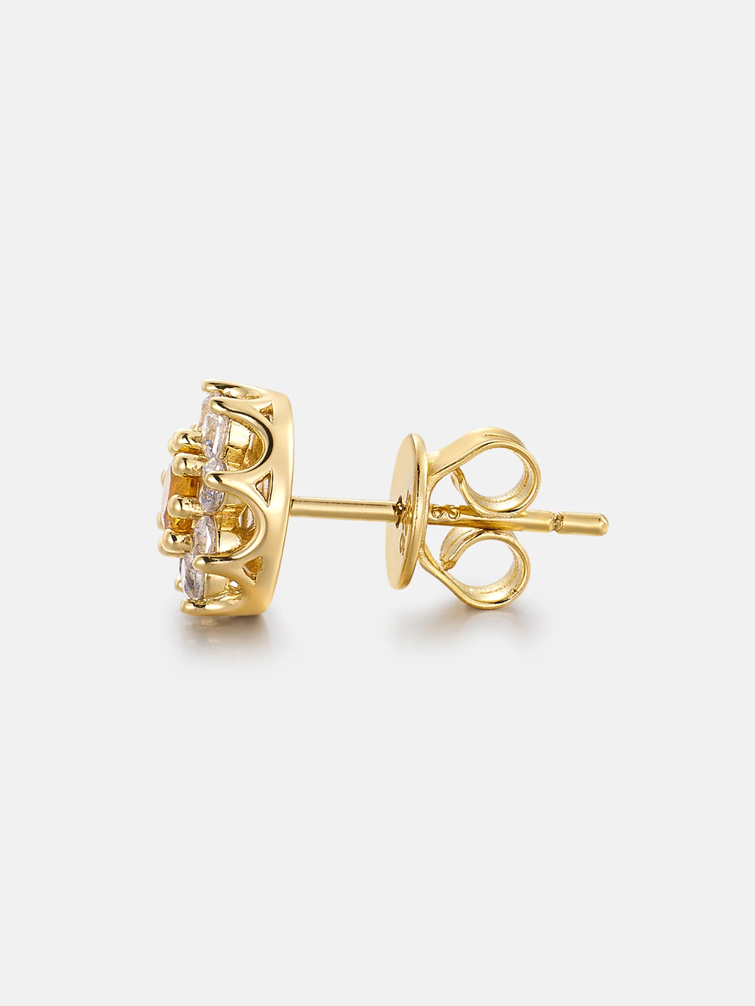 Centre Yellow Moissanite Floral Halo Stud Earrings - Image 4